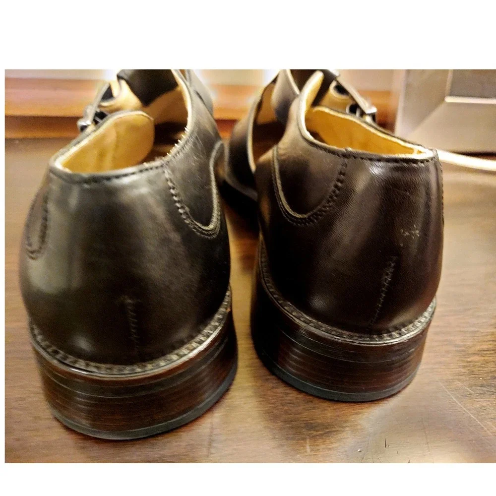 Giorgio Brutini Mens Black Leather Fisherman Sandals Square Toe Made in Brazil